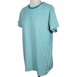 LANDS END Short Sleeve T-Shirt Teal Stripe Size M